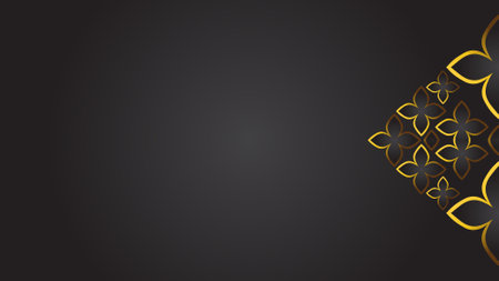 Abstract black background with golden elements.のイラスト素材