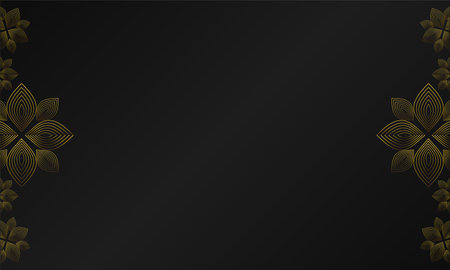 Luxury black background with gold floral ornament.のイラスト素材