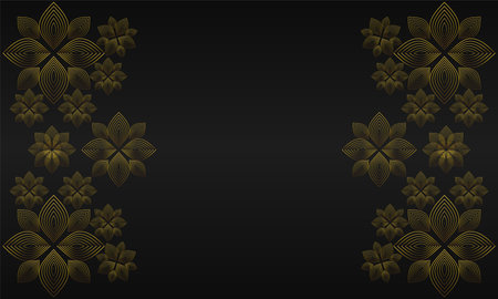 Luxury black background with gold floral ornament.のイラスト素材