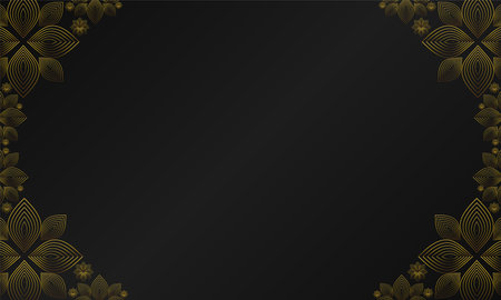 Luxury black background with gold floral ornament.のイラスト素材