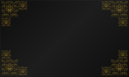 Luxury black background with gold floral ornament.のイラスト素材