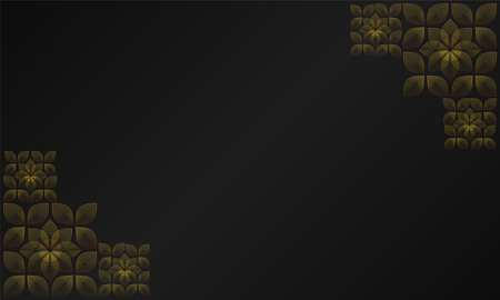 Luxury black background with gold floral ornament.のイラスト素材