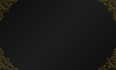 Luxury black background with gold floral ornament.のイラスト素材