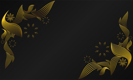 Abstract black background with golden elements.のイラスト素材
