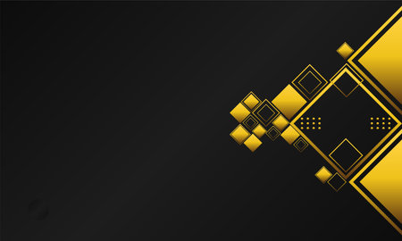 Abstract black background with golden geometric elements.のイラスト素材