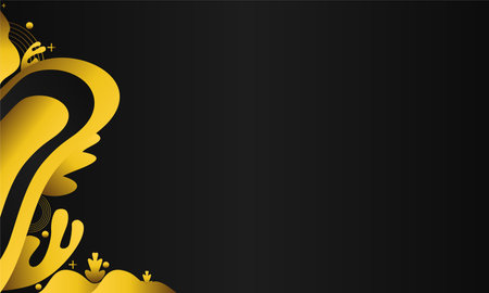 Abstract black background with golden elements.のイラスト素材