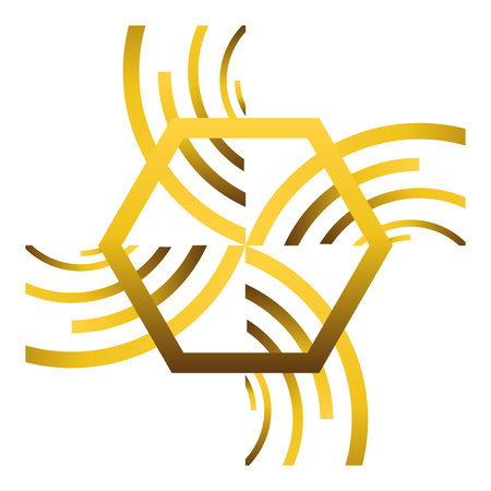 abstract gold hexagonal ornament design elementのイラスト素材