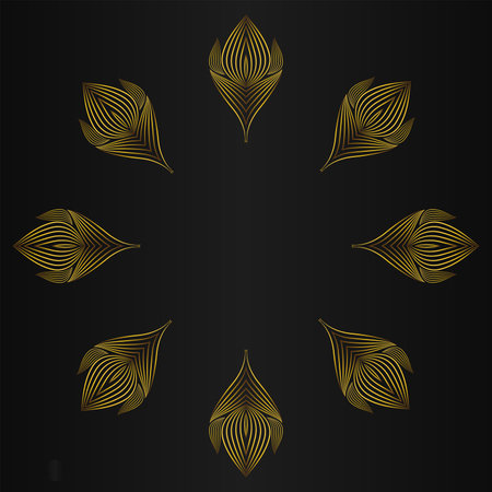 golden flower ornament on a black background.のイラスト素材