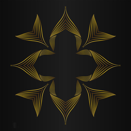 golden flower ornament on a black background.のイラスト素材