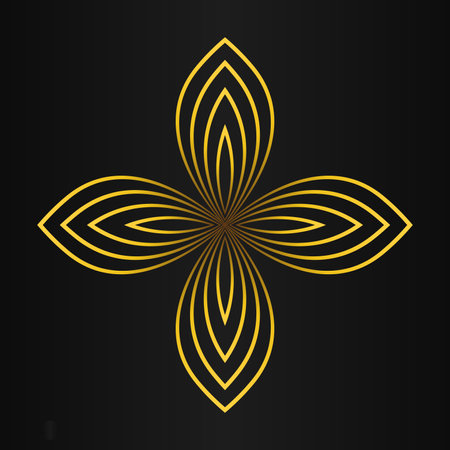 golden flower ornament on a black background.のイラスト素材