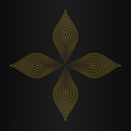 gold flower petals ornament on black backgroundのイラスト素材