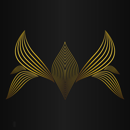gold flower petals ornament on black backgroundのイラスト素材