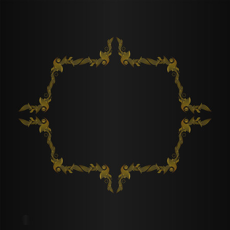 Abstract golden floral ornament on black background.のイラスト素材