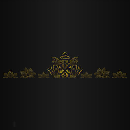 Luxury black background with gold floral ornament.のイラスト素材