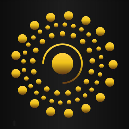 Abstract background with gold circles on black backgroundのイラスト素材