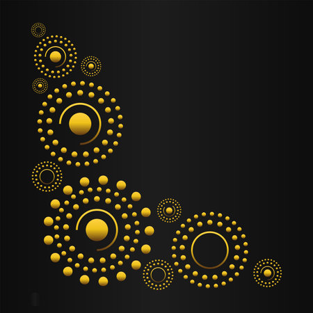Abstract background with gold circles on black backgroundのイラスト素材