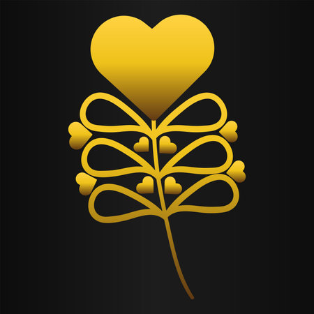 golden love ornament isolated on black backgroundのイラスト素材
