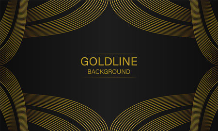 luxury abstract gold line on black background designのイラスト素材