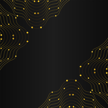 abstract gold line frame decoration on black background designのイラスト素材