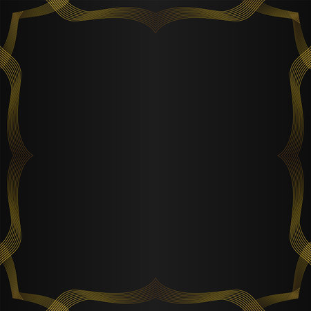 abstract gold line frame decoration on black background designのイラスト素材