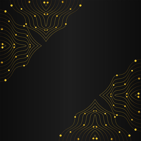 abstract gold line frame decoration on black background designのイラスト素材