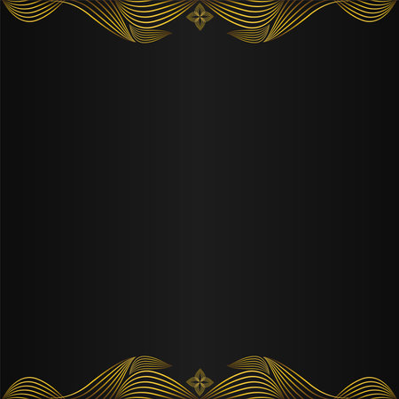 beautiful gold floral frame on black background designのイラスト素材