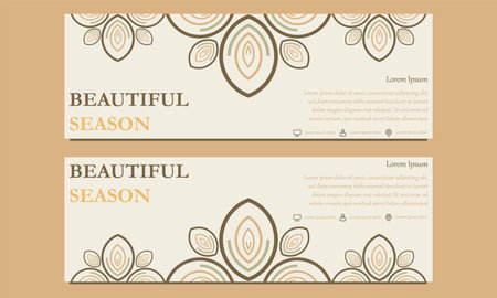 soft color beautiful floral horizontal banner template. Suitable for web banner, banner and internet ads designのイラスト素材