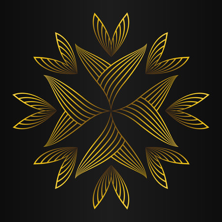 beautiful golden flower petal on black background designのイラスト素材