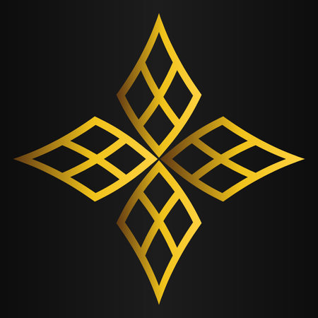 beautiful golden flower petal on black background designのイラスト素材