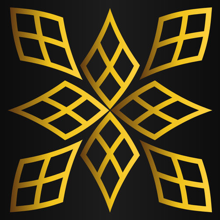 beautiful golden flower petal on black background designのイラスト素材