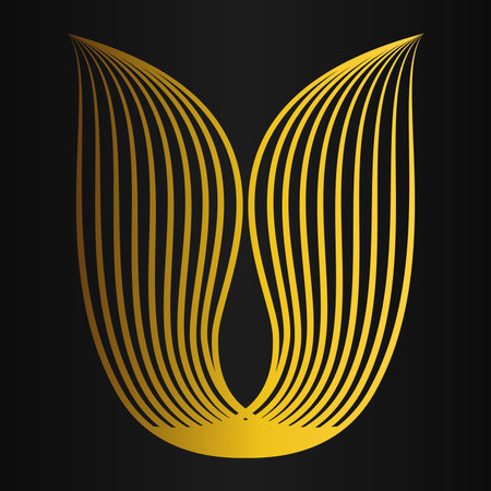 beautiful golden flower petal on black background designのイラスト素材