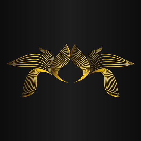 beautiful golden flower petal on black background designのイラスト素材