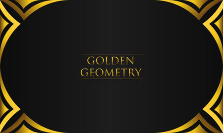 luxury black background with abstract golden geometric shapeのイラスト素材