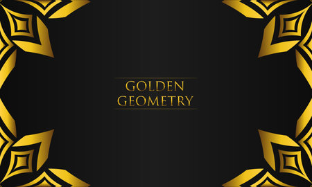luxury black background with abstract golden geometric shapeのイラスト素材