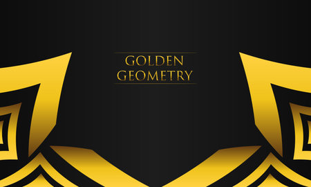 luxury black background with abstract golden geometric shapeのイラスト素材
