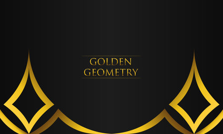 luxury black background with abstract golden geometric shapeのイラスト素材