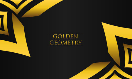 luxury black background with abstract golden geometric shapeのイラスト素材