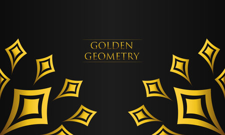 luxury black background with abstract golden geometric shapeのイラスト素材