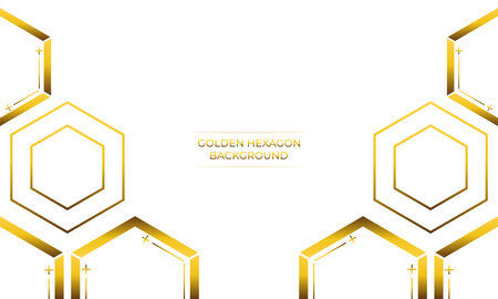 luxury white background with golden hexagon designのイラスト素材