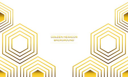 luxury white background with golden hexagon designのイラスト素材