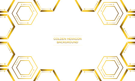 luxury white background with golden hexagon designのイラスト素材