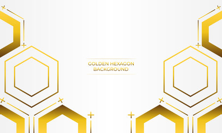 luxury white background with golden hexagon designのイラスト素材