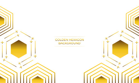 luxury white background with golden hexagon designのイラスト素材