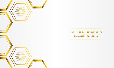 luxury white background with golden hexagon designのイラスト素材