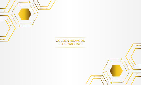 luxury white background with golden hexagon designのイラスト素材