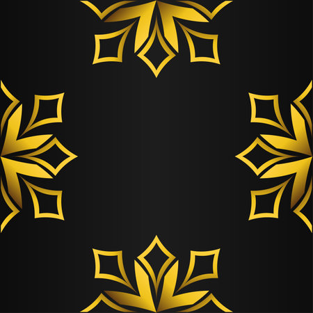 luxury golden geometry frame design on black backgroundのイラスト素材