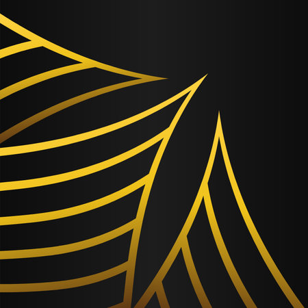 abstract golden floral decoration on black backgroundのイラスト素材
