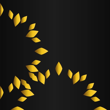Abstract black background with gold leaves. Vector illustrationのイラスト素材
