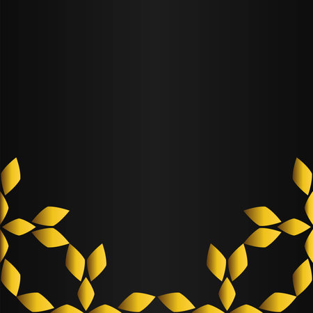 Abstract black background with gold leaves. Vector illustrationのイラスト素材
