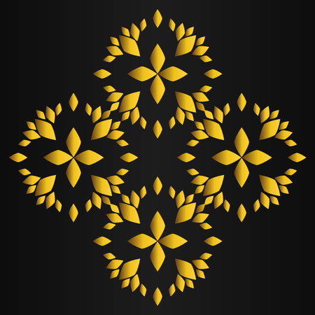 luxury golden flower design on black background